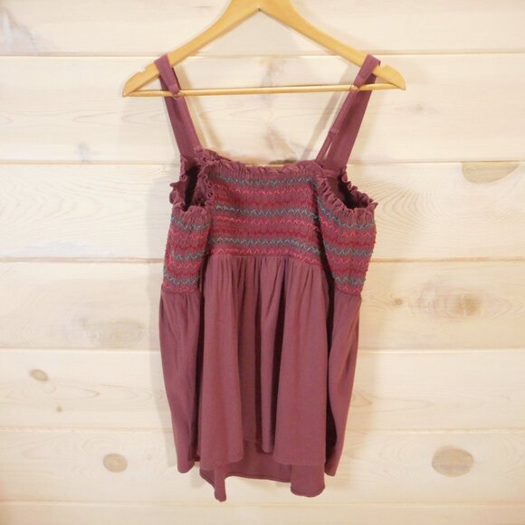 Torrid Size 3 Square-neck Smocked Babydoll Tank Women's plus size 3X Mauve - Picture 3 of 10